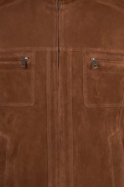 Wade Erkek Kahverengi Slim-fit Süet Deri Ceket