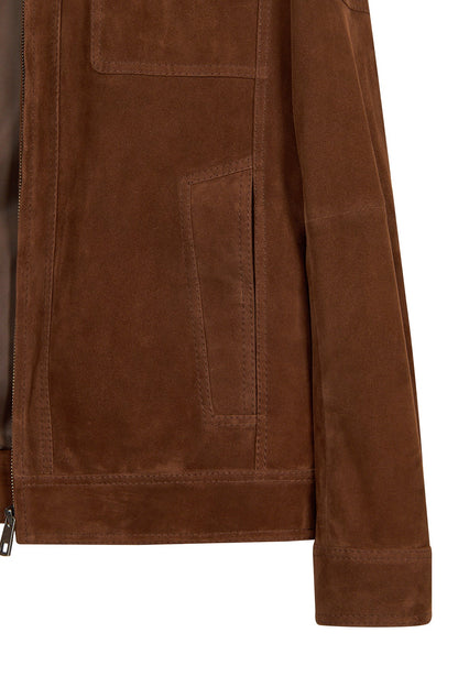 Wade Erkek Kahverengi Slim-fit Süet Deri Ceket