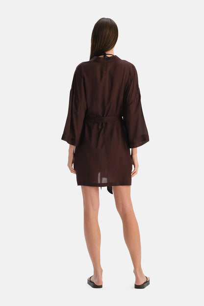 Kahverengi Kısa Kimono