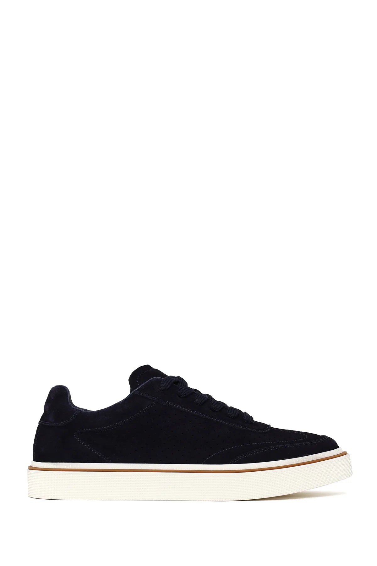 Erkek Lacivert Bağcıklı Kalın Tabanlı Süet Deri Sneaker