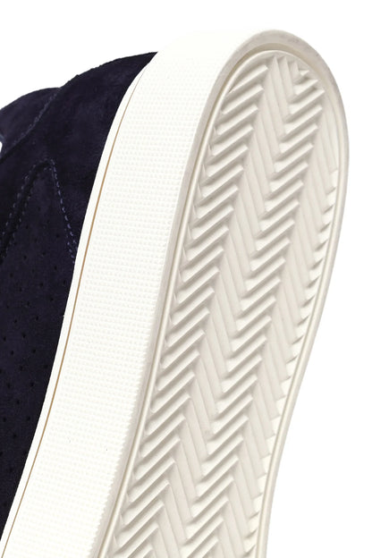 Erkek Lacivert Bağcıklı Kalın Tabanlı Süet Deri Sneaker