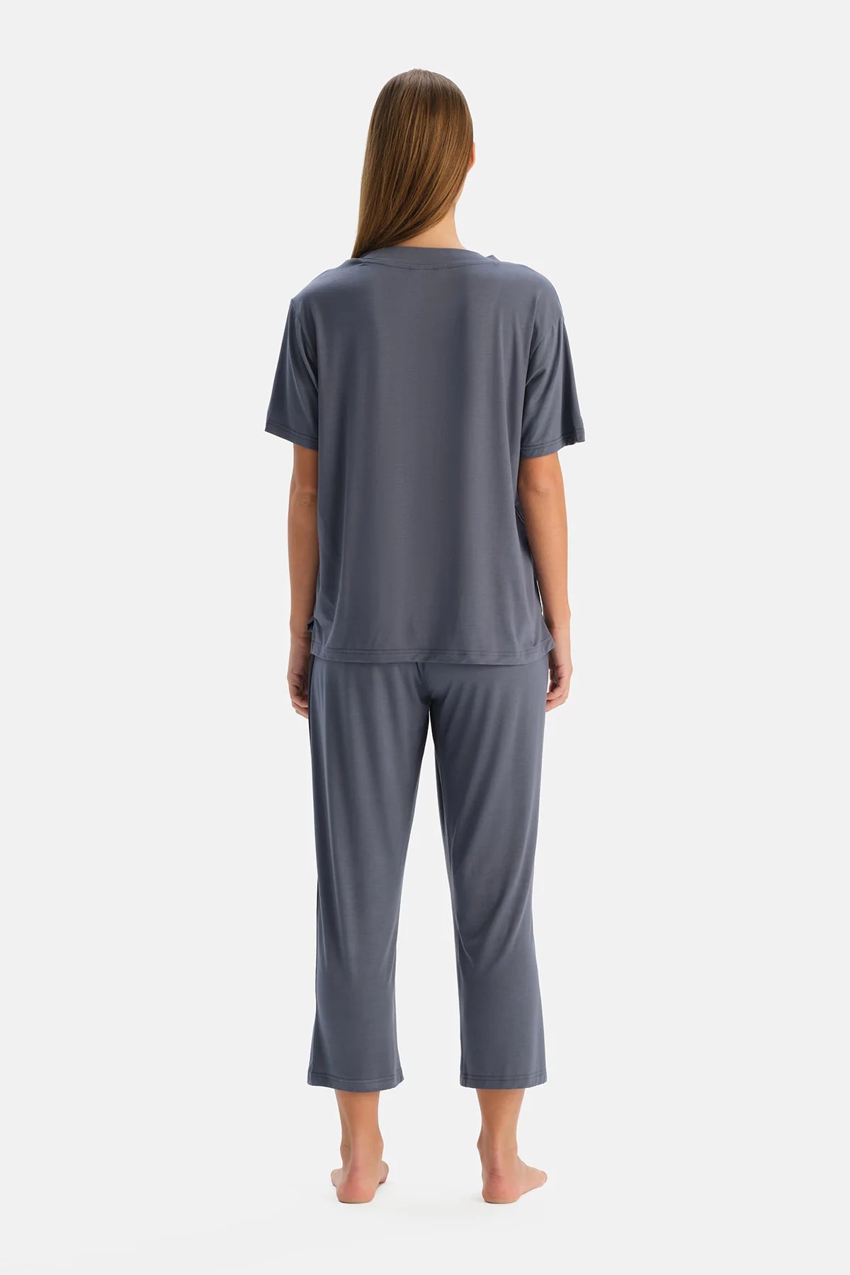 Indigo Kısa Kollu V Yaka Modal Cool Touch Tişört Pantolon Pijama Takım