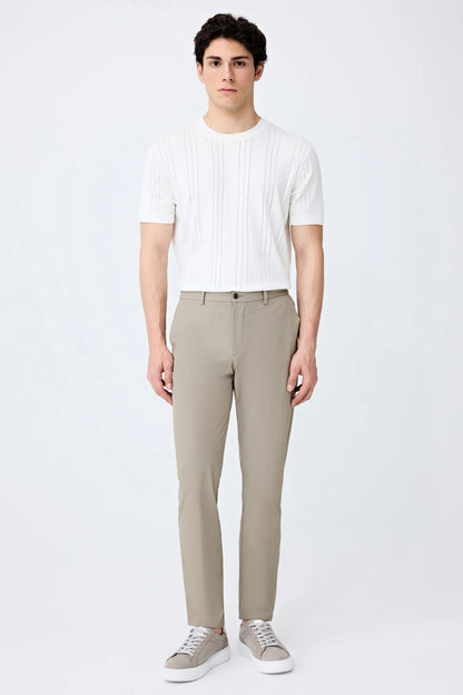 Tween Relaxed Fit (pilesiz) Bej Armürlü Kumaş Pantolon