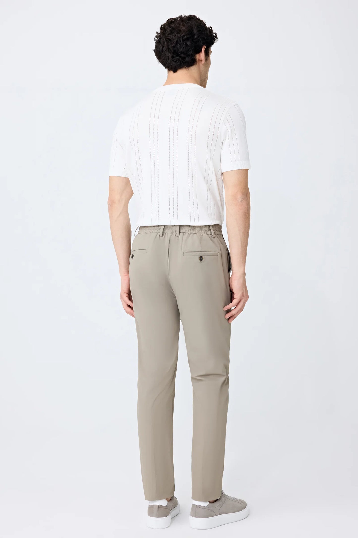 Tween Relaxed Fit (pilesiz) Bej Armürlü Kumaş Pantolon