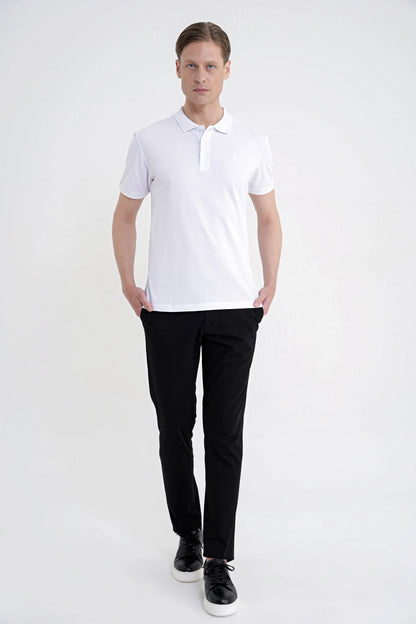 Comfort Fit Yan Cep Pamuklu Dokulu Siyah Pantolon P 1219