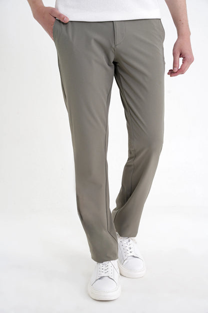 Regular Fit Yan Cep Doku Desenli Beli Lastikli Haki Pantolon P 1212