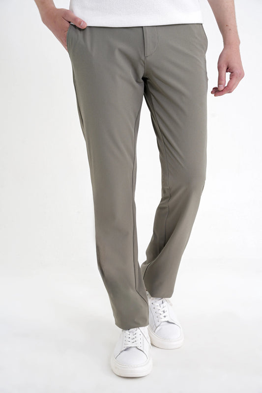 Regular Fit Yan Cep Doku Desenli Beli Lastikli Haki Pantolon P 1212