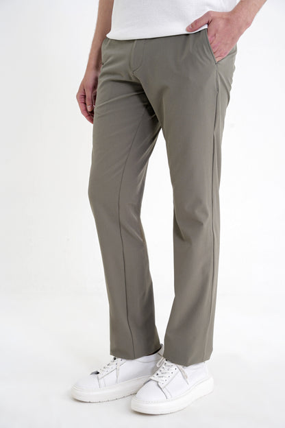 Regular Fit Yan Cep Doku Desenli Beli Lastikli Haki Pantolon P 1212