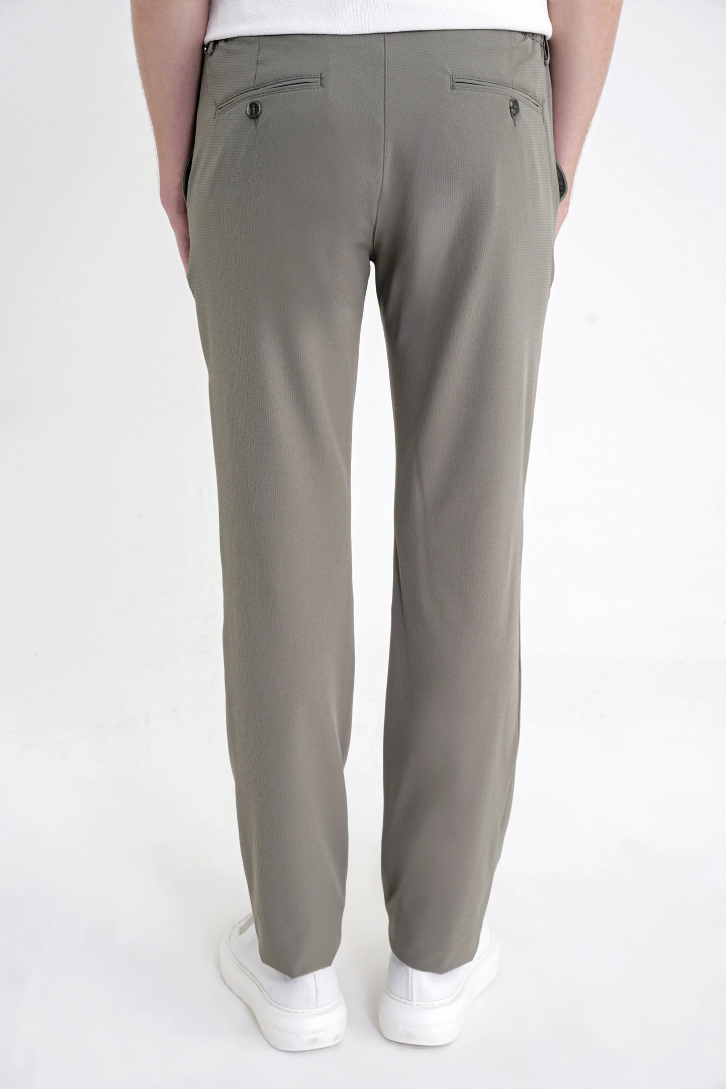 Regular Fit Yan Cep Doku Desenli Beli Lastikli Haki Pantolon P 1212
