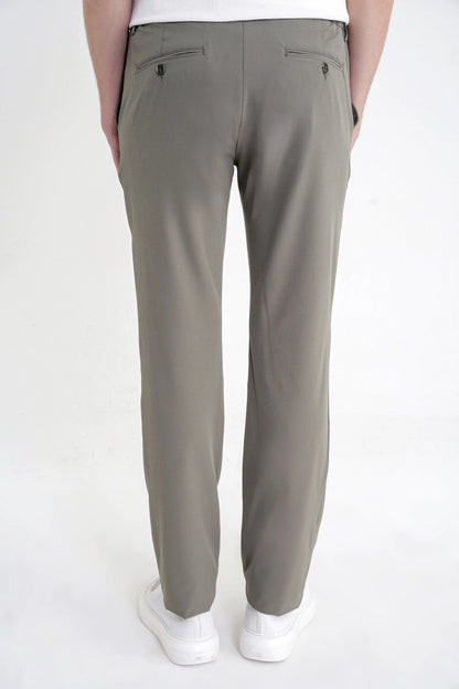 Regular Fit Yan Cep Doku Desenli Beli Lastikli Haki Pantolon P 1212