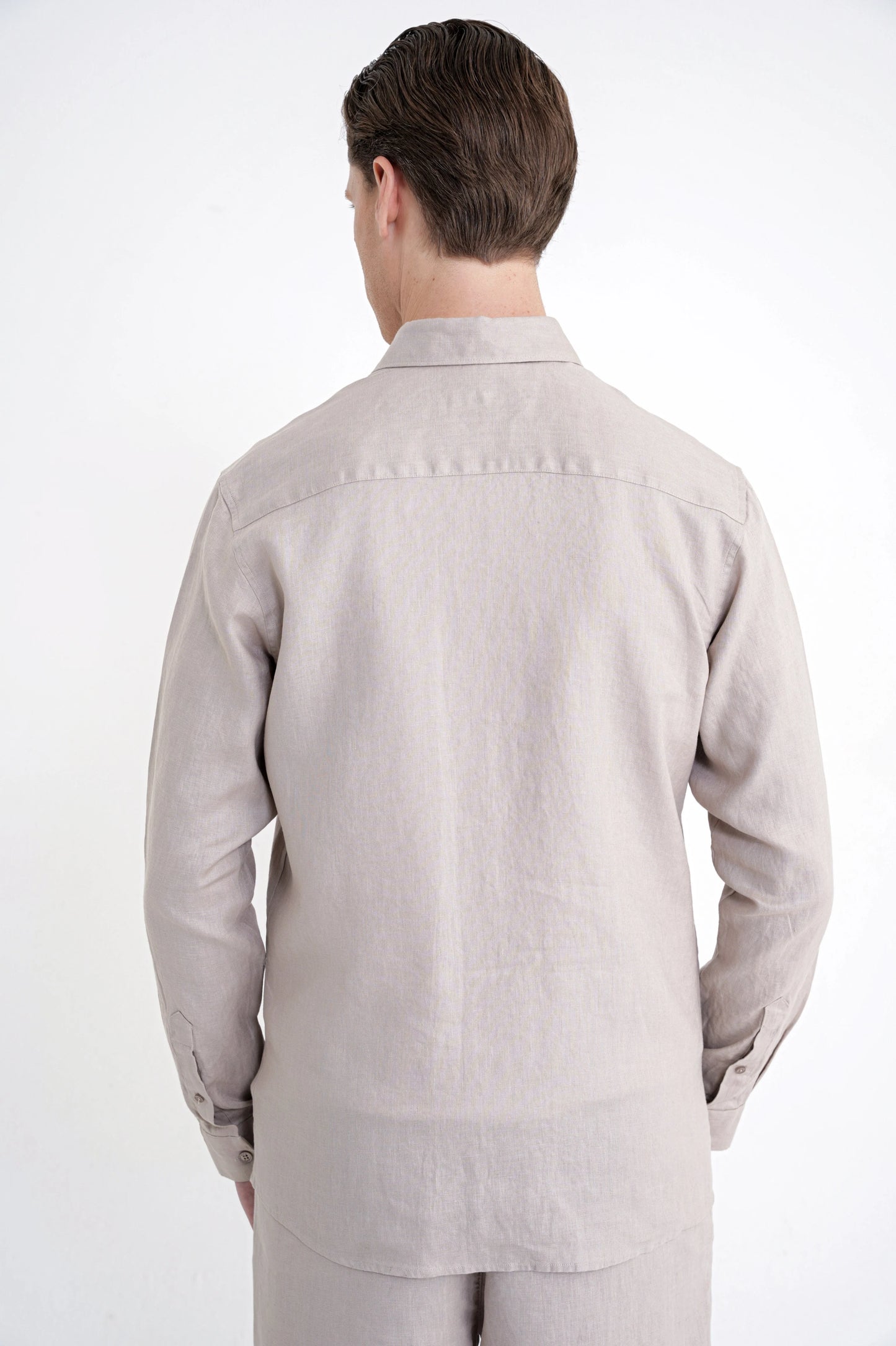 Comfort Fit Yan Cepli %100 Keten Taş Gömlek Ceket G 1602