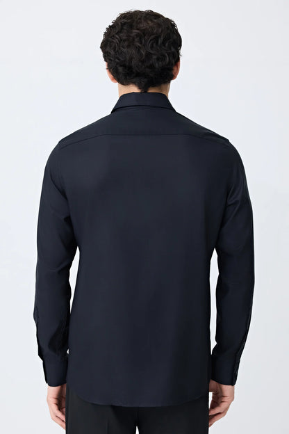 Tween Slim Fit Siyah Düz Gömlek