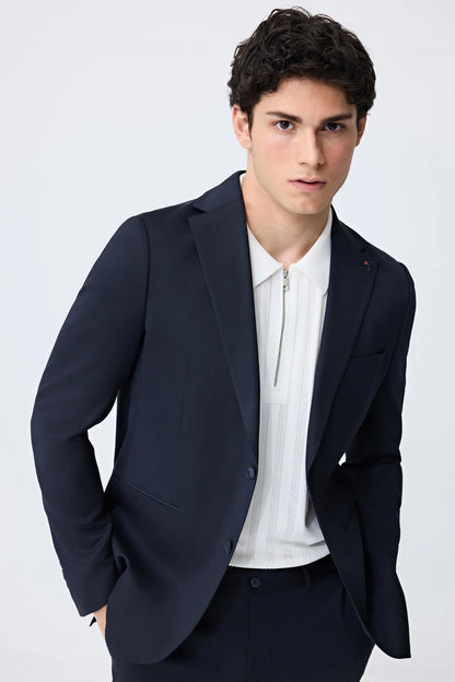 Tween Slim Fit Lacivert Armürlü Takim Elbise