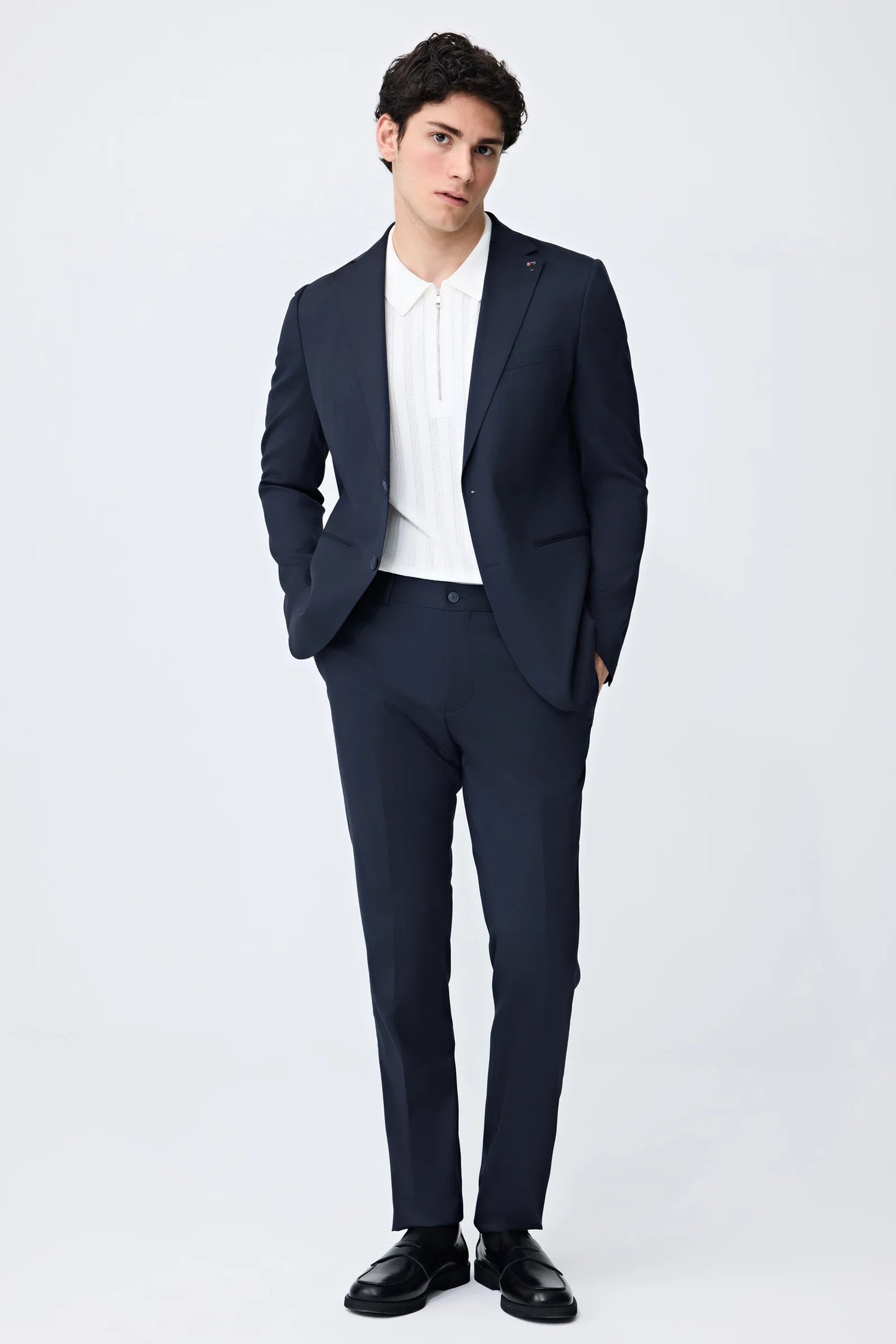 Tween Slim Fit Lacivert Armürlü Takim Elbise