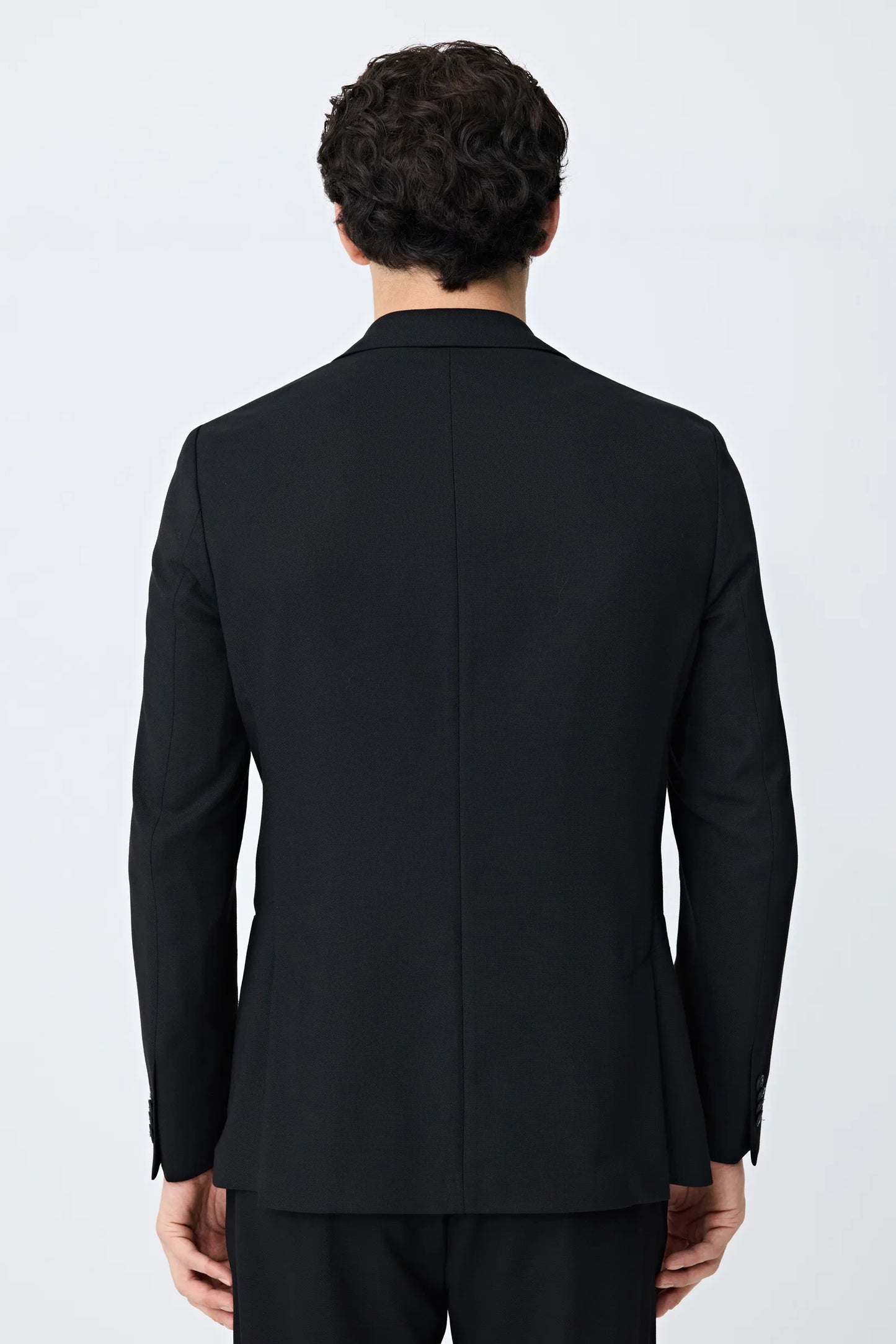 Tween Slim Fit Siyah Armürlü Kumaş Ceket