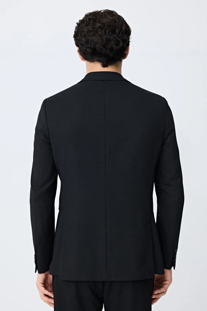 Tween Slim Fit Siyah Armürlü Kumaş Ceket