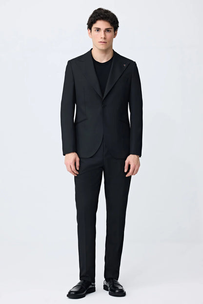 Tween Slim Fit Siyah Armürlü Takim Elbise