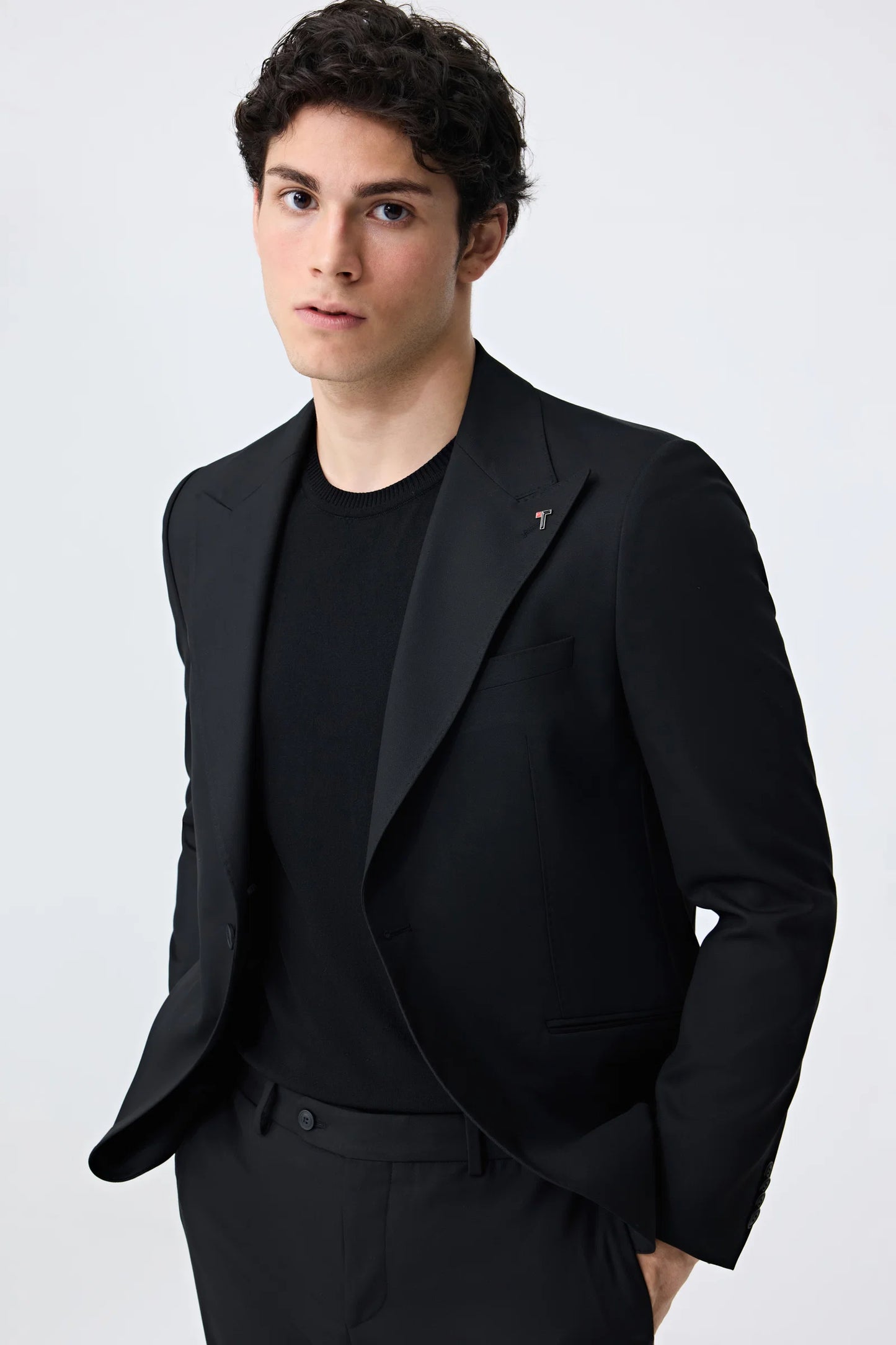 Tween Slim Fit Siyah Armürlü Takim Elbise