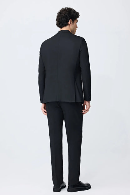 Tween Slim Fit Siyah Armürlü Takim Elbise