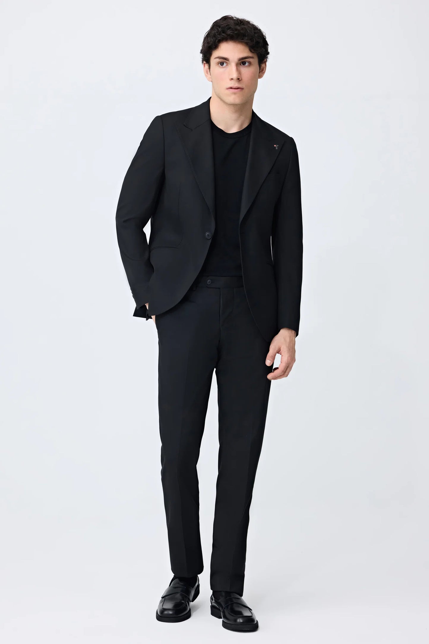 Tween Slim Fit Siyah Armürlü Takim Elbise