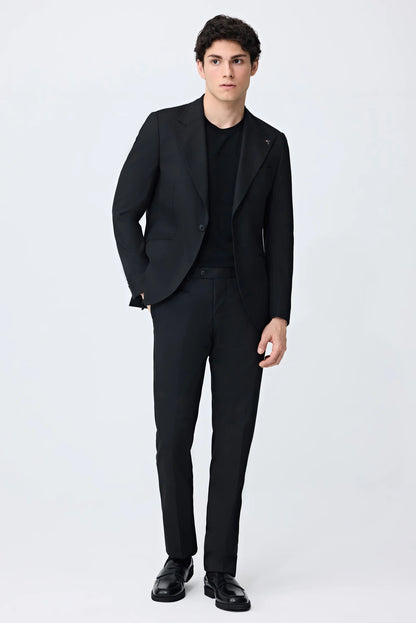 Tween Slim Fit Siyah Armürlü Takim Elbise