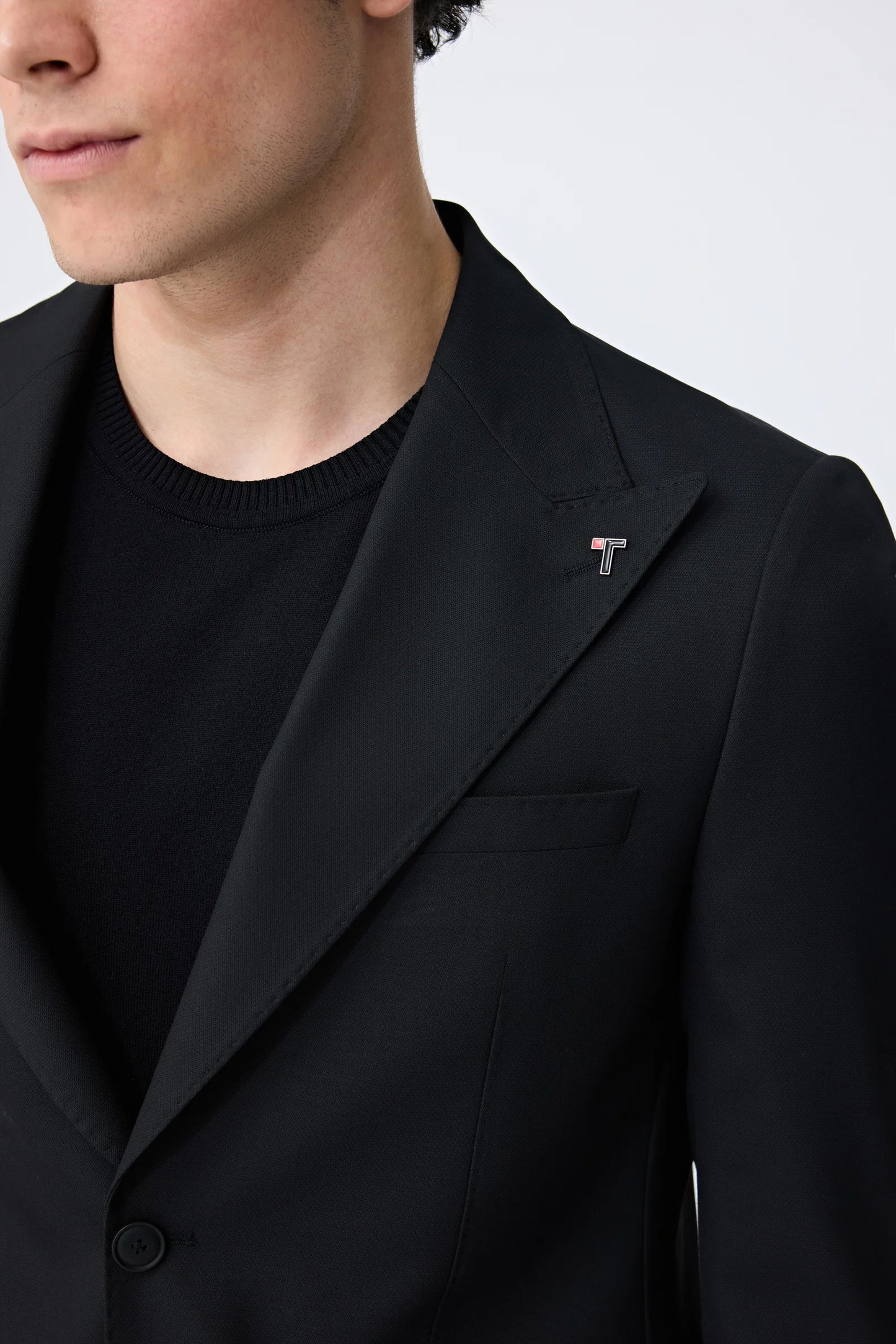Tween Slim Fit Siyah Armürlü Takim Elbise