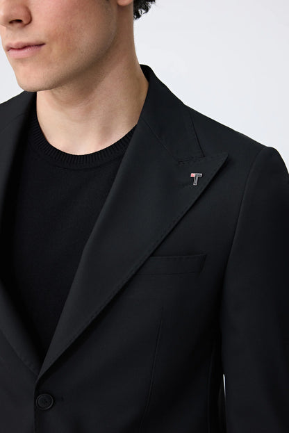 Tween Slim Fit Siyah Armürlü Takim Elbise