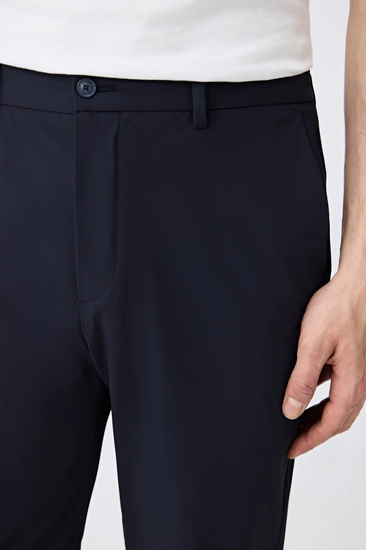 Tween Relaxed Fit (pilesiz) Lacivert Armürlü Kumaş Pantolon