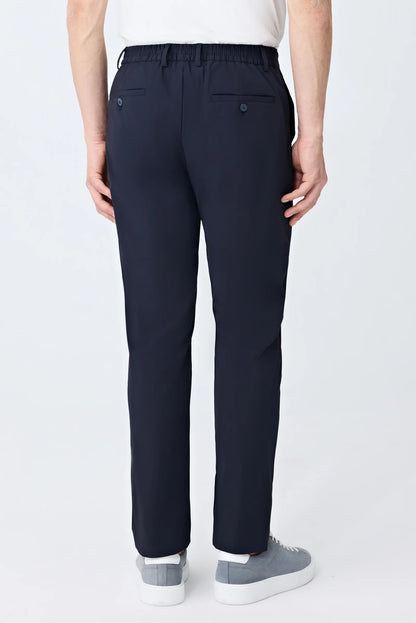Tween Relaxed Fit (pilesiz) Lacivert Armürlü Kumaş Pantolon