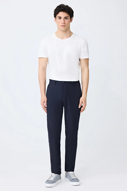 Tween Relaxed Fit (pilesiz) Lacivert Armürlü Kumaş Pantolon