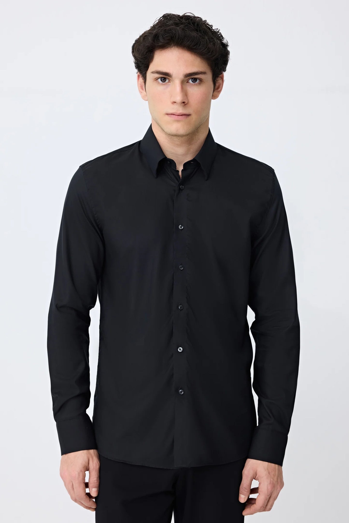 Tween Slim Fit Siyah Düz Gömlek
