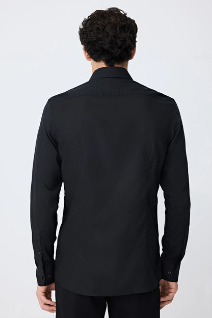 Tween Slim Fit Siyah Düz Gömlek