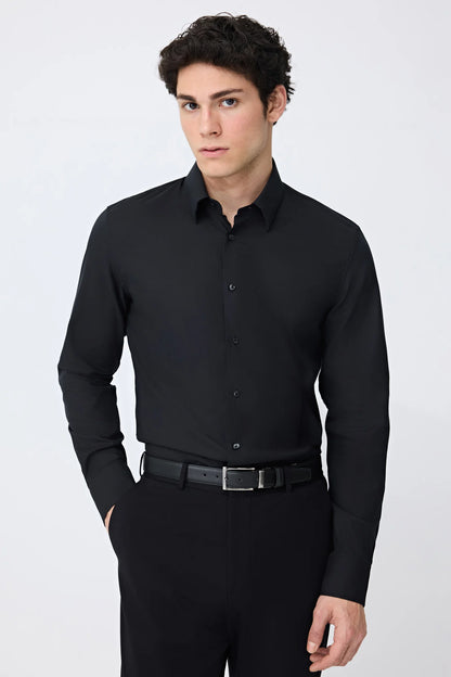 Tween Slim Fit Siyah Düz Gömlek