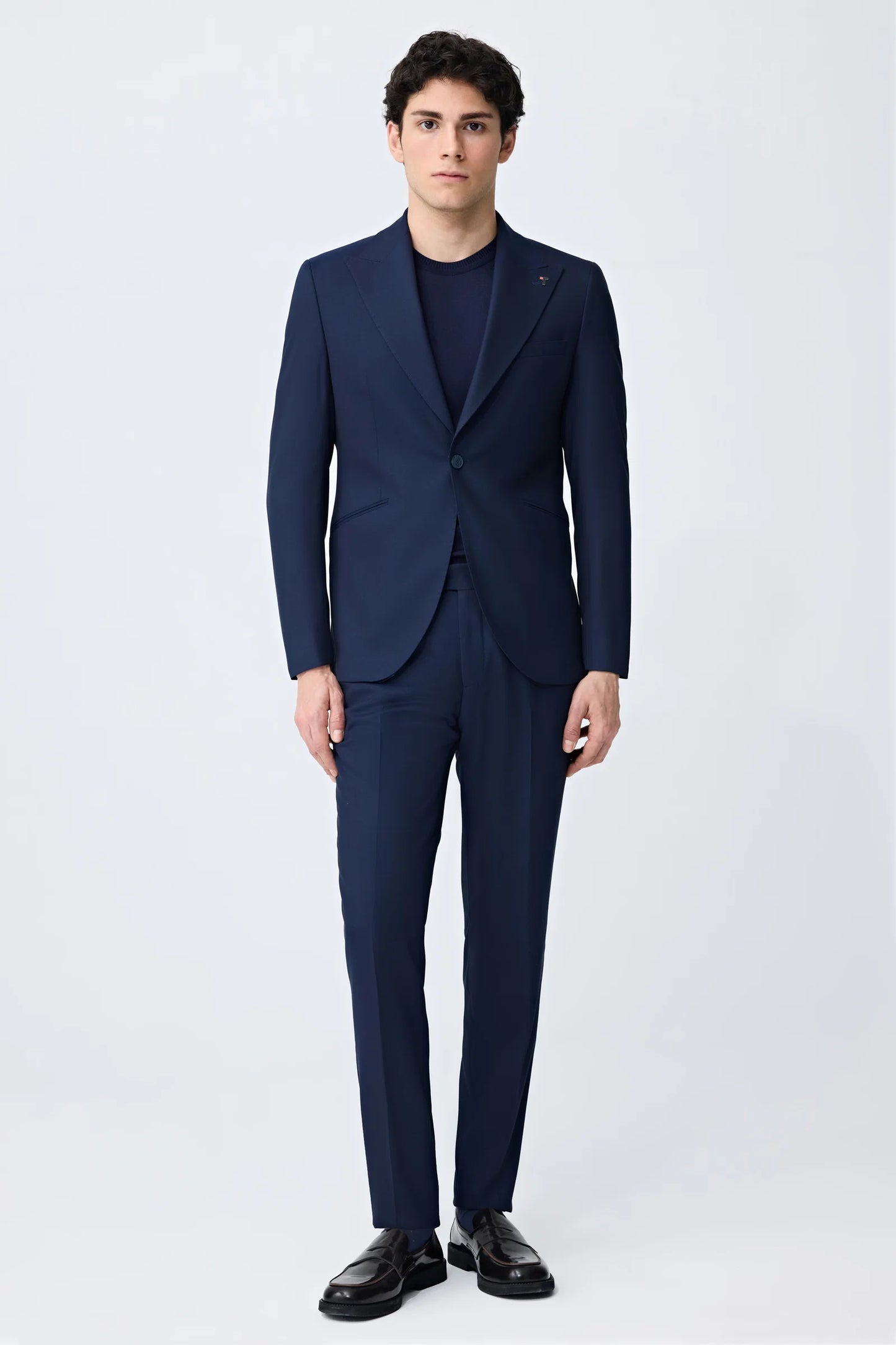Tween Slim Fit Lacivert Armürlü Takim Elbise