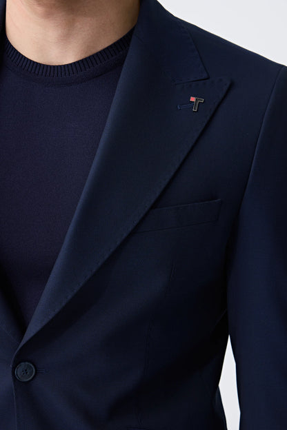 Tween Slim Fit Lacivert Armürlü Takim Elbise