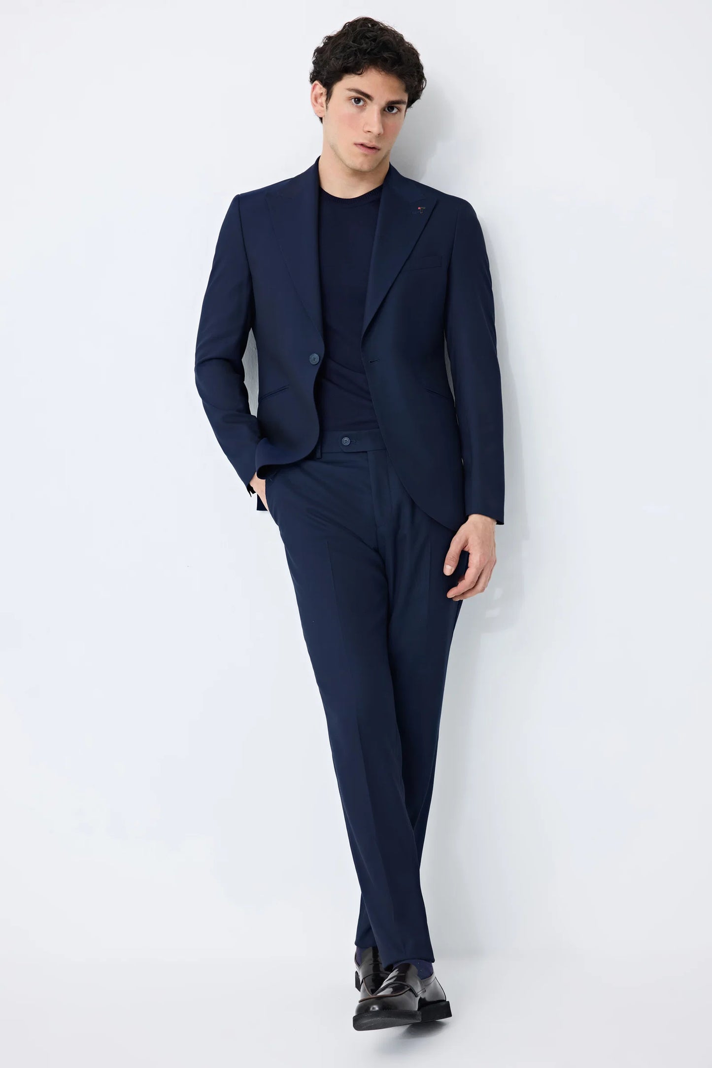 Tween Slim Fit Lacivert Armürlü Takim Elbise