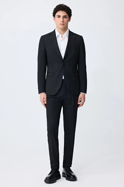 Tween Slim Fit Siyah Çizgili Takim Elbise
