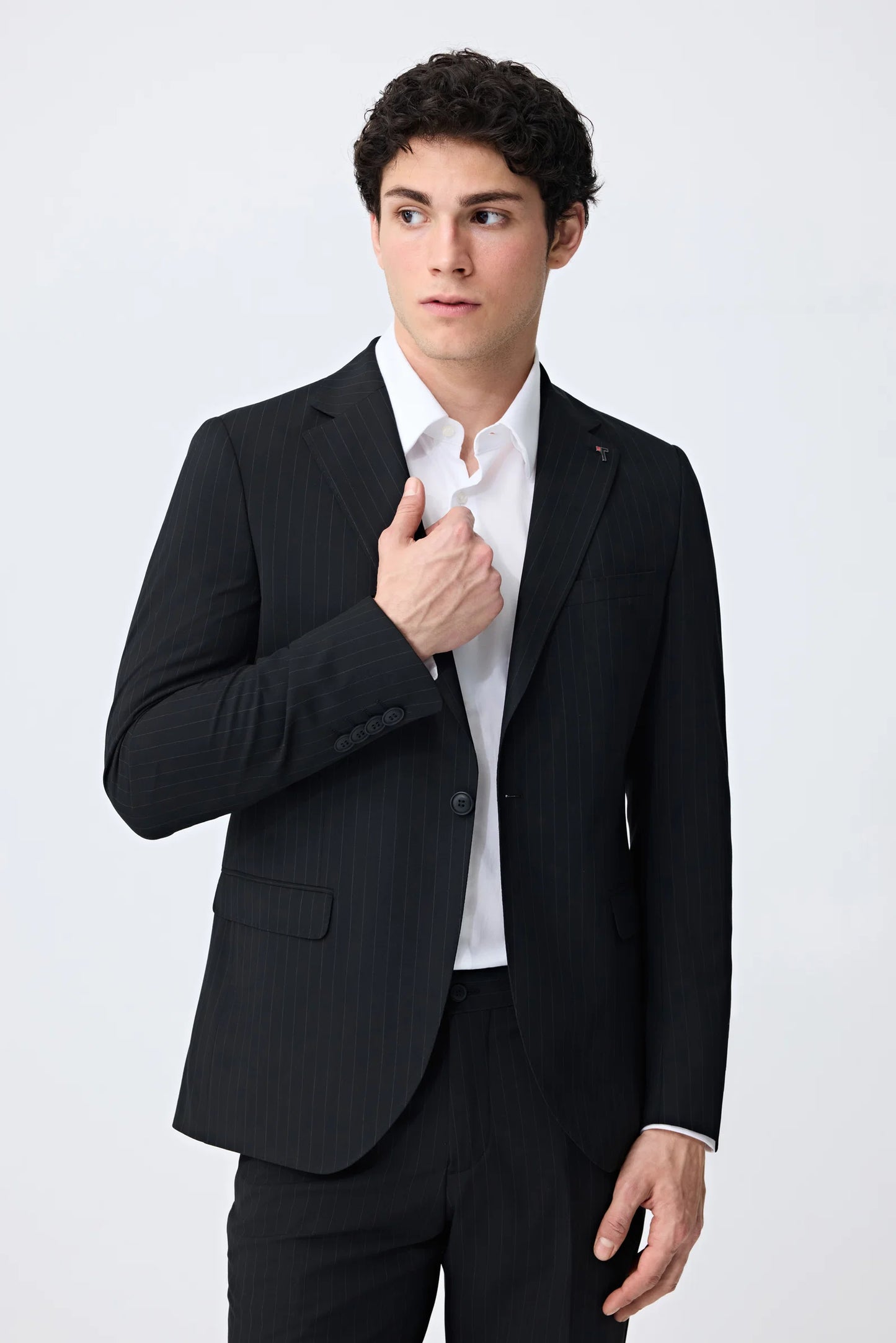 Tween Slim Fit Siyah Çizgili Takim Elbise