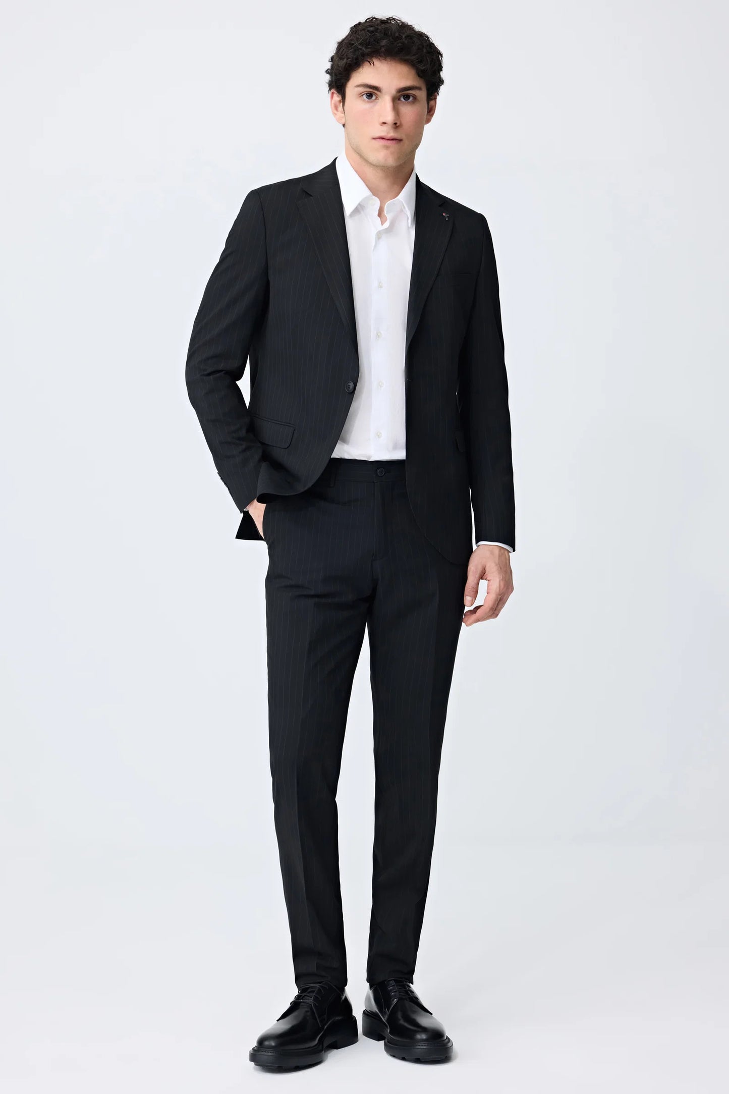 Tween Slim Fit Siyah Çizgili Takim Elbise