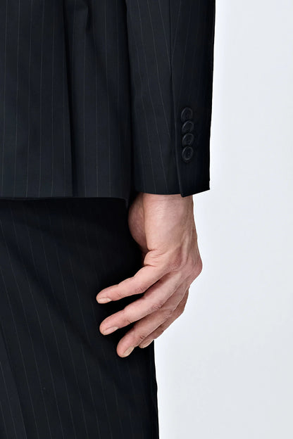 Tween Slim Fit Siyah Çizgili Takim Elbise