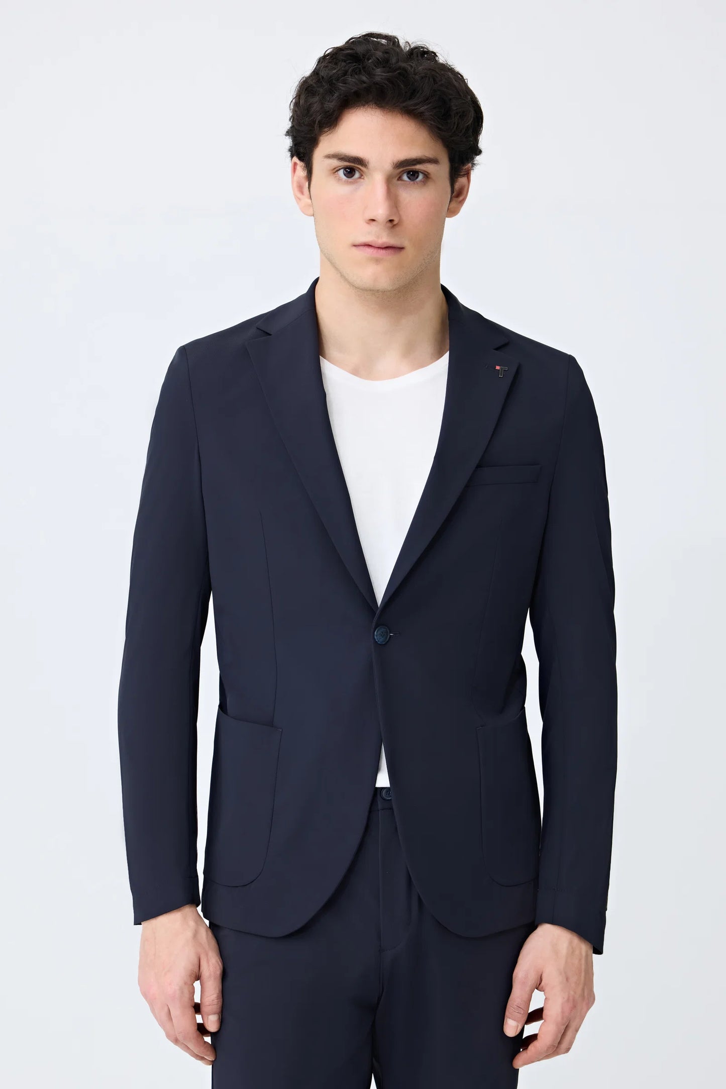 Tween Slim Fit Lacivert Diyogonal Kumaş Ceket
