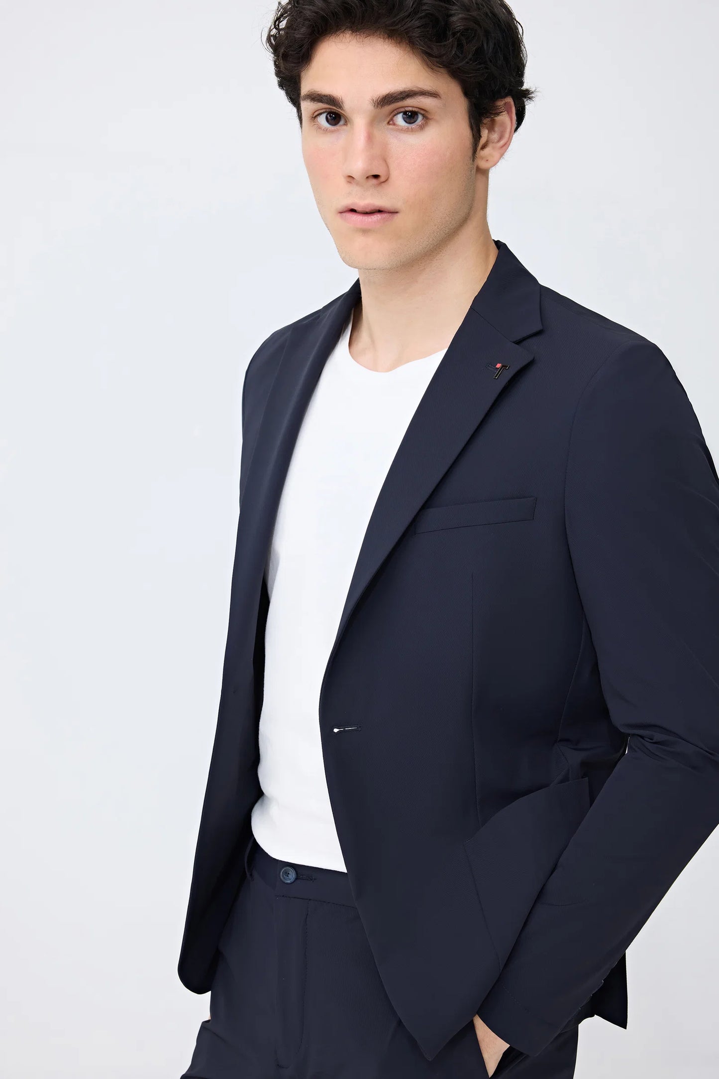 Tween Slim Fit Lacivert Diyogonal Kumaş Ceket