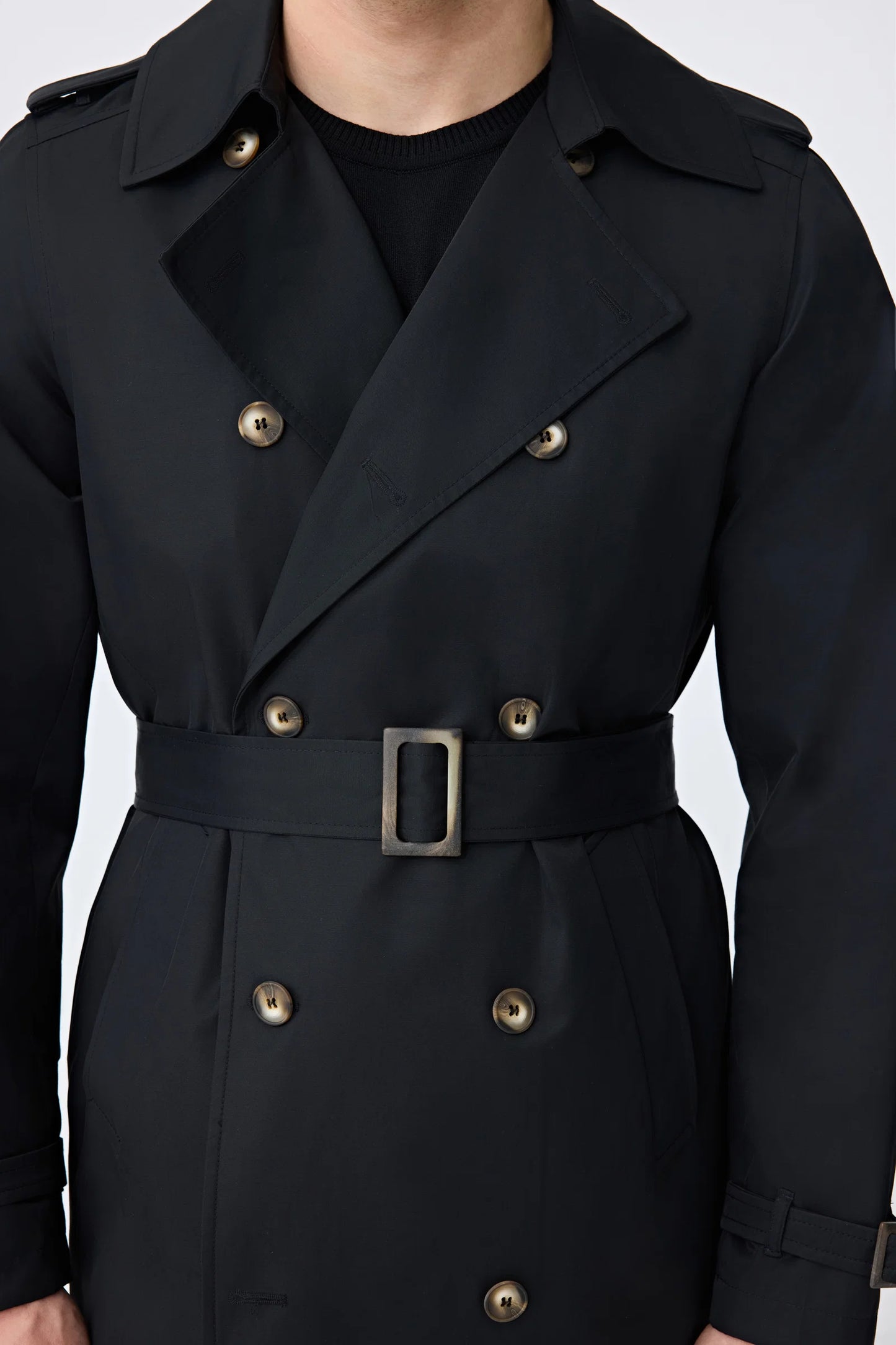 Tween Slim Fit Siyah Pardösü/trenckot