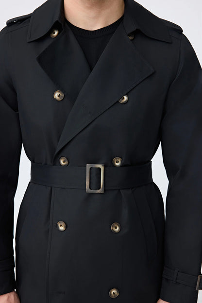 Tween Slim Fit Siyah Pardösü/trenckot
