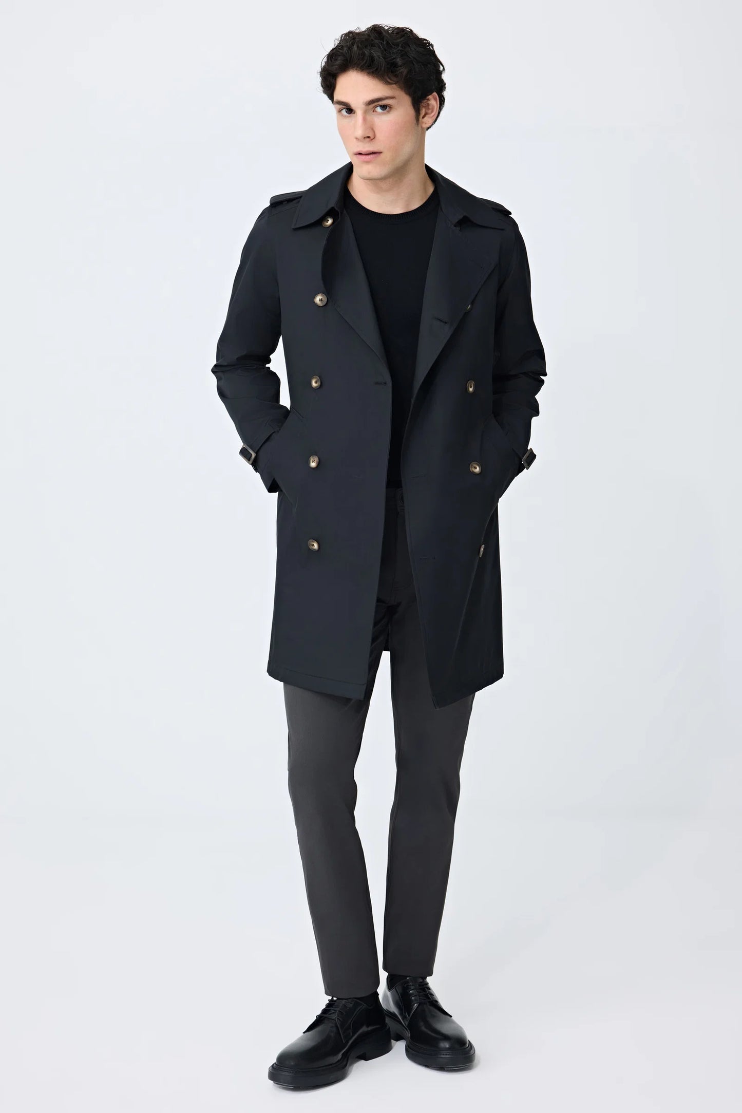 Tween Slim Fit Siyah Pardösü/trenckot