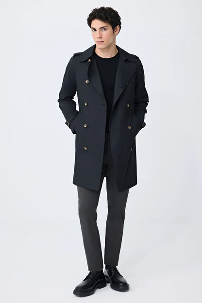 Tween Slim Fit Siyah Pardösü/trenckot