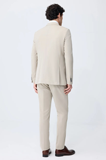 Tween Slim Fit Bej Düz Takim Elbise