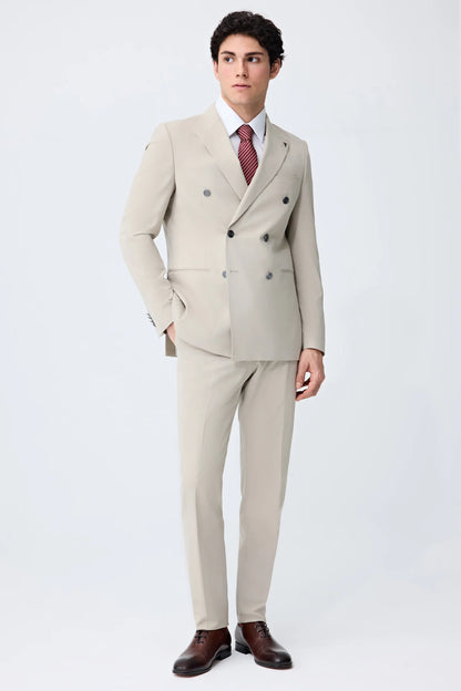 Tween Slim Fit Bej Düz Takim Elbise