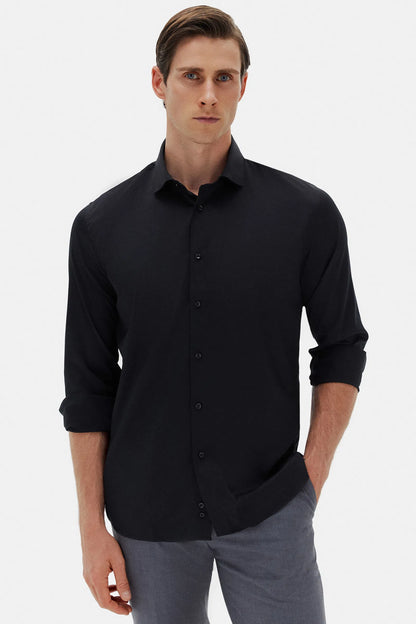Tween Slim Fit Siyah Gömlek