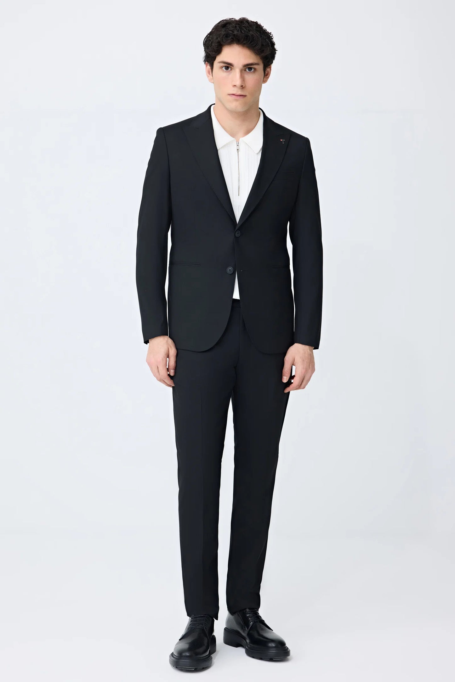 Tween Slim Fit Siyah Armürlü Takim Elbise